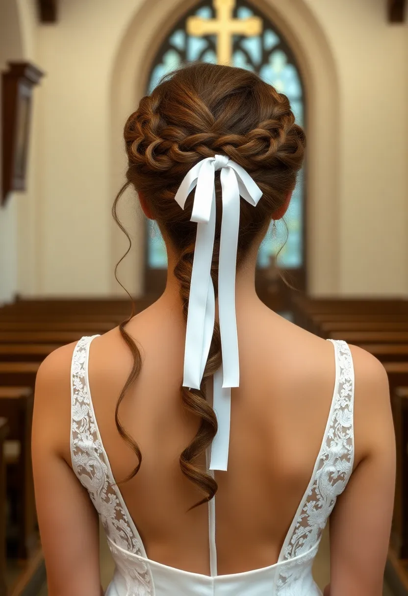 Braided Crown with Ribbons Half Up