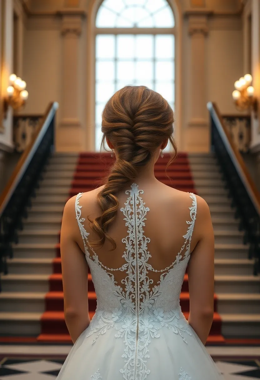 Half-Updo with Braided Side Swept Bangs