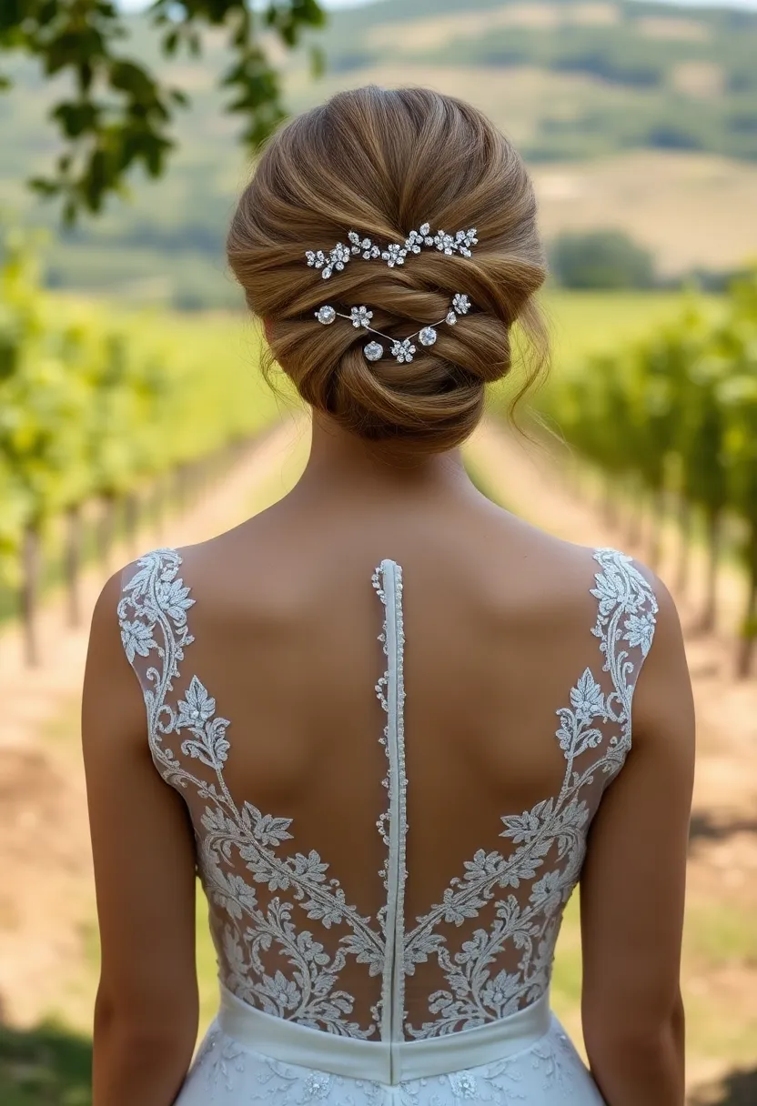 Half-Updo with Crystal Hairpins