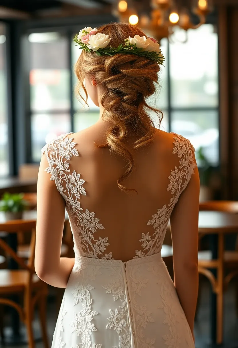 Half-Updo with Floral Crown