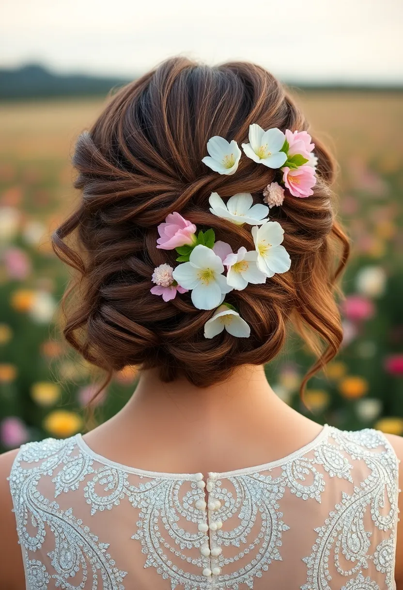 Curly Half Up with Flowers