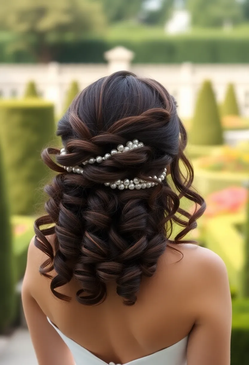 Curly Half Up with Pearls