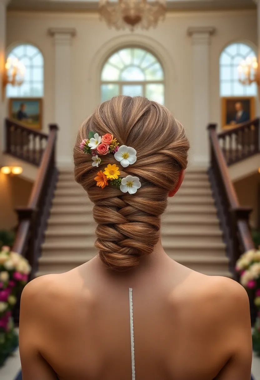 Braided Bun with Flowers