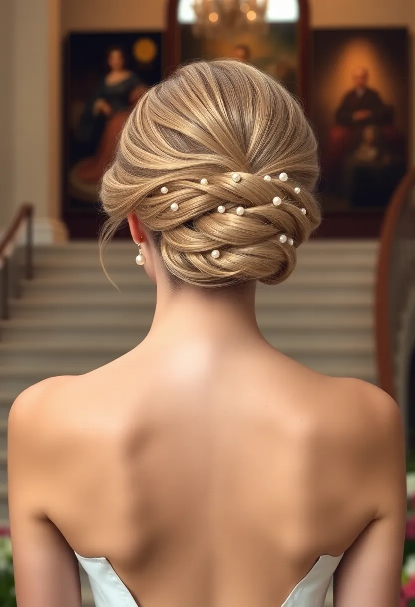 Twisted Updo with Pearl Accents