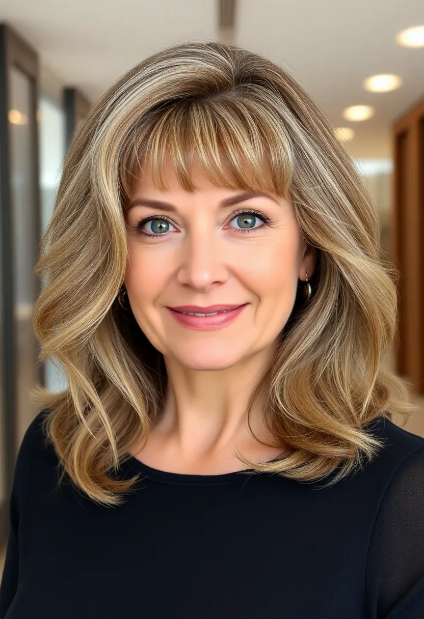 Side-Swept Lob with Bangs and Soft Waves