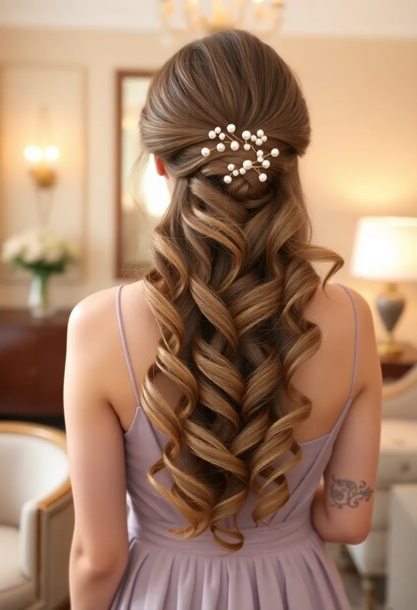 Pearl-Adorned Half Updo