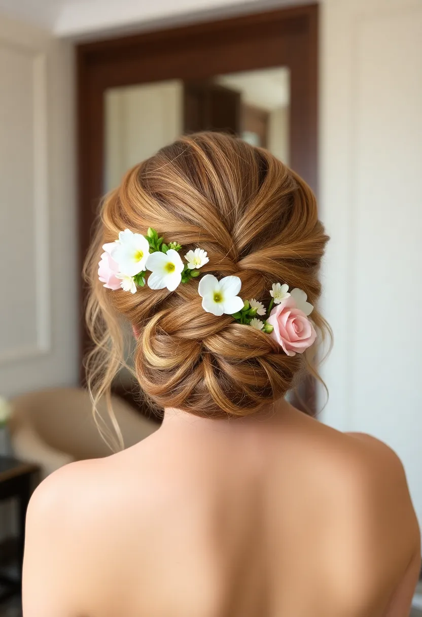 Braided Bun with Flowers