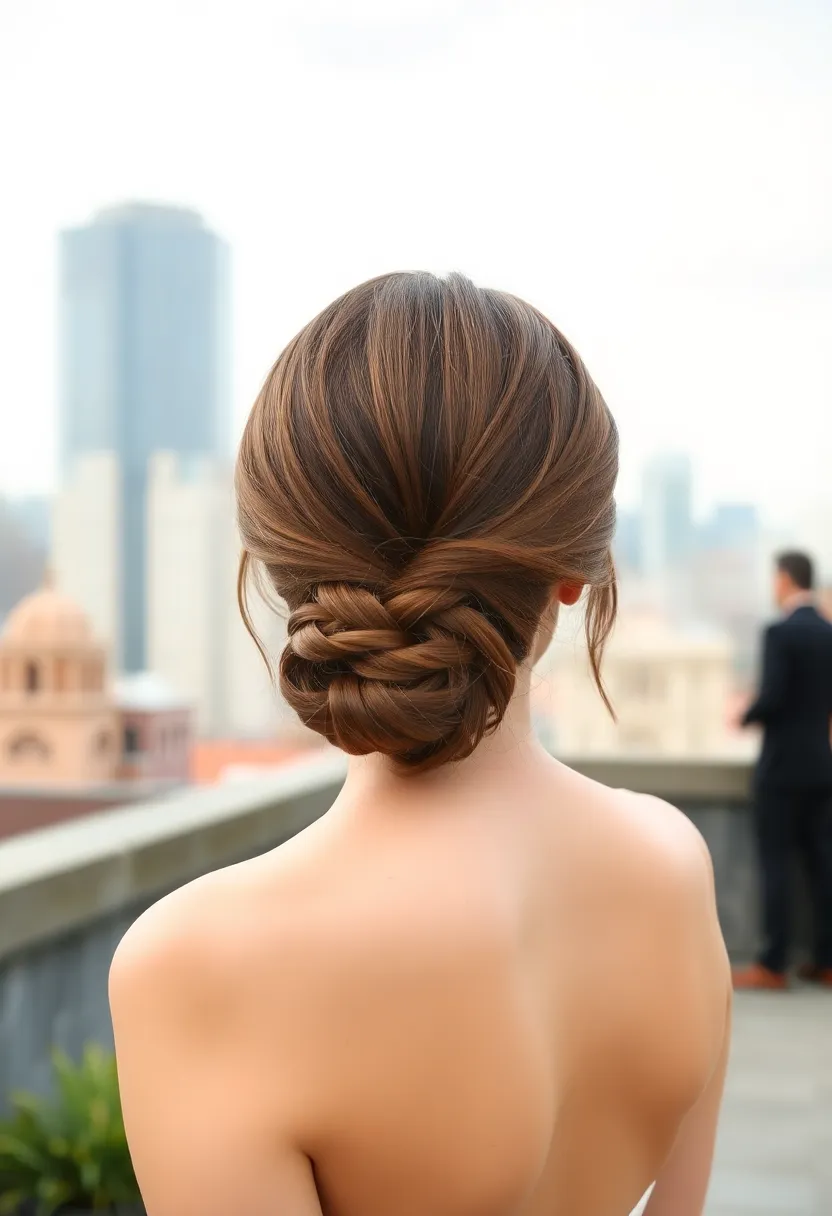 Low Braided Bun with Pearl Accents