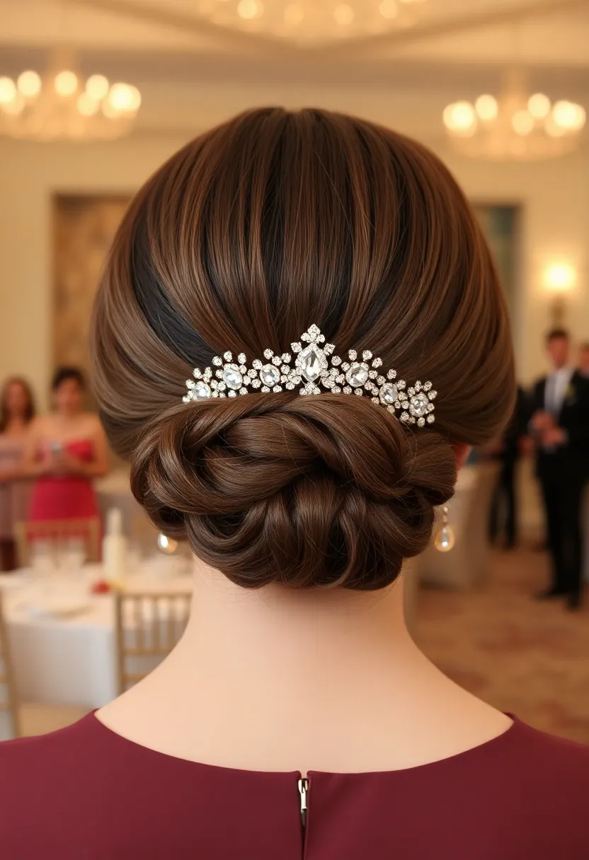 Sleek Low Bun with Hair Jewelry