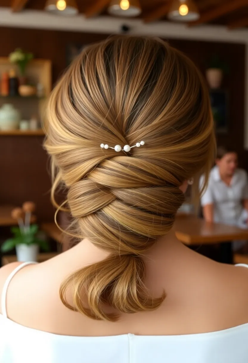 Twisted Updo with Pearl Accents